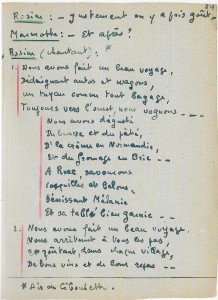 Air de Rosine, manuscrit du <em>Verfügbar aux Enfers</em> (Tillion 2005, p. 154-161).
