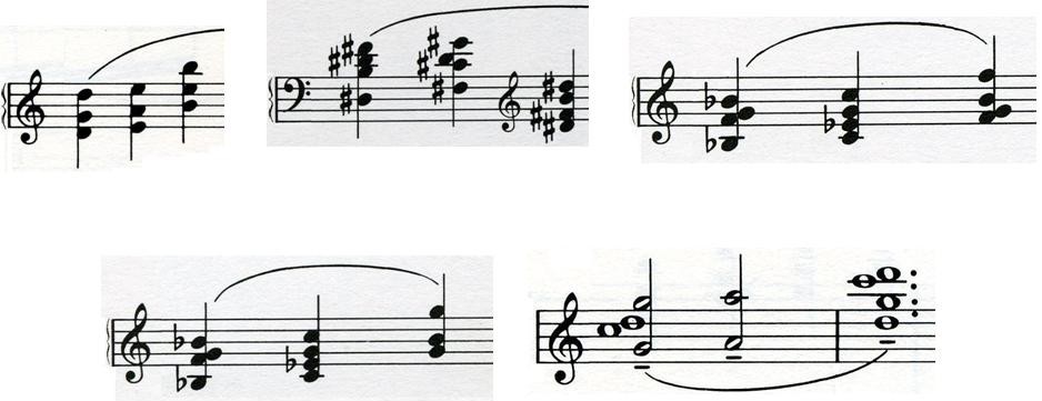 Figure 12 : Claude Debussy, <em>La cathédrale engloutie</em>, mes. 1, 16, 20, 21 et 22.