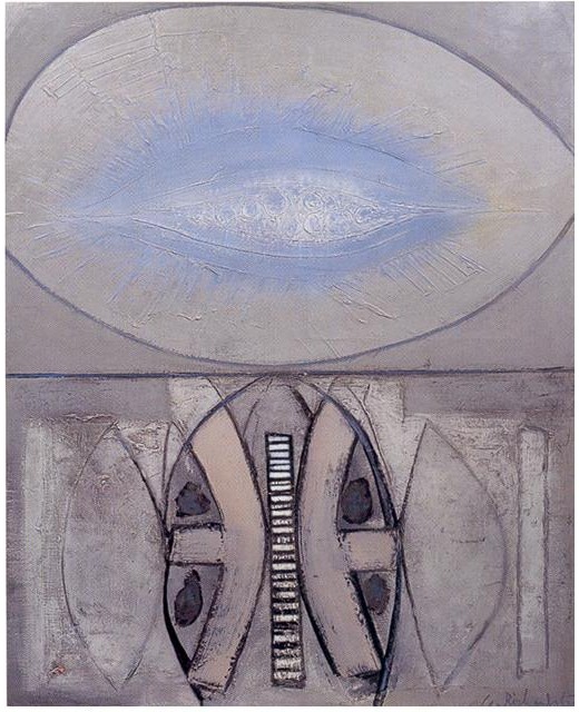 Figure 5 : Ceri Richards, <em>La cathédrale engloutie (profondément calme)</em>, 1959. Huile sur toile, 127 x 101,5 cm. Collection particulière.
