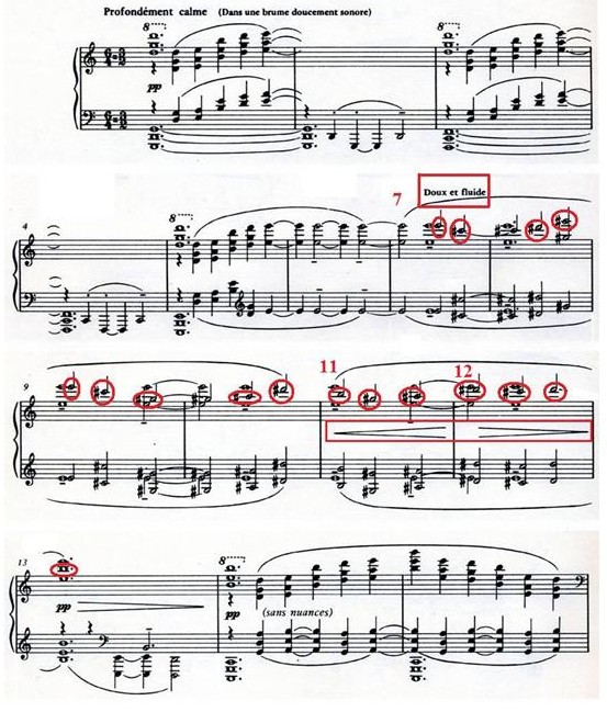 Figure 6 : Claude Debussy, <em>La cathédrale engloutie</em>, mes. 1-15.