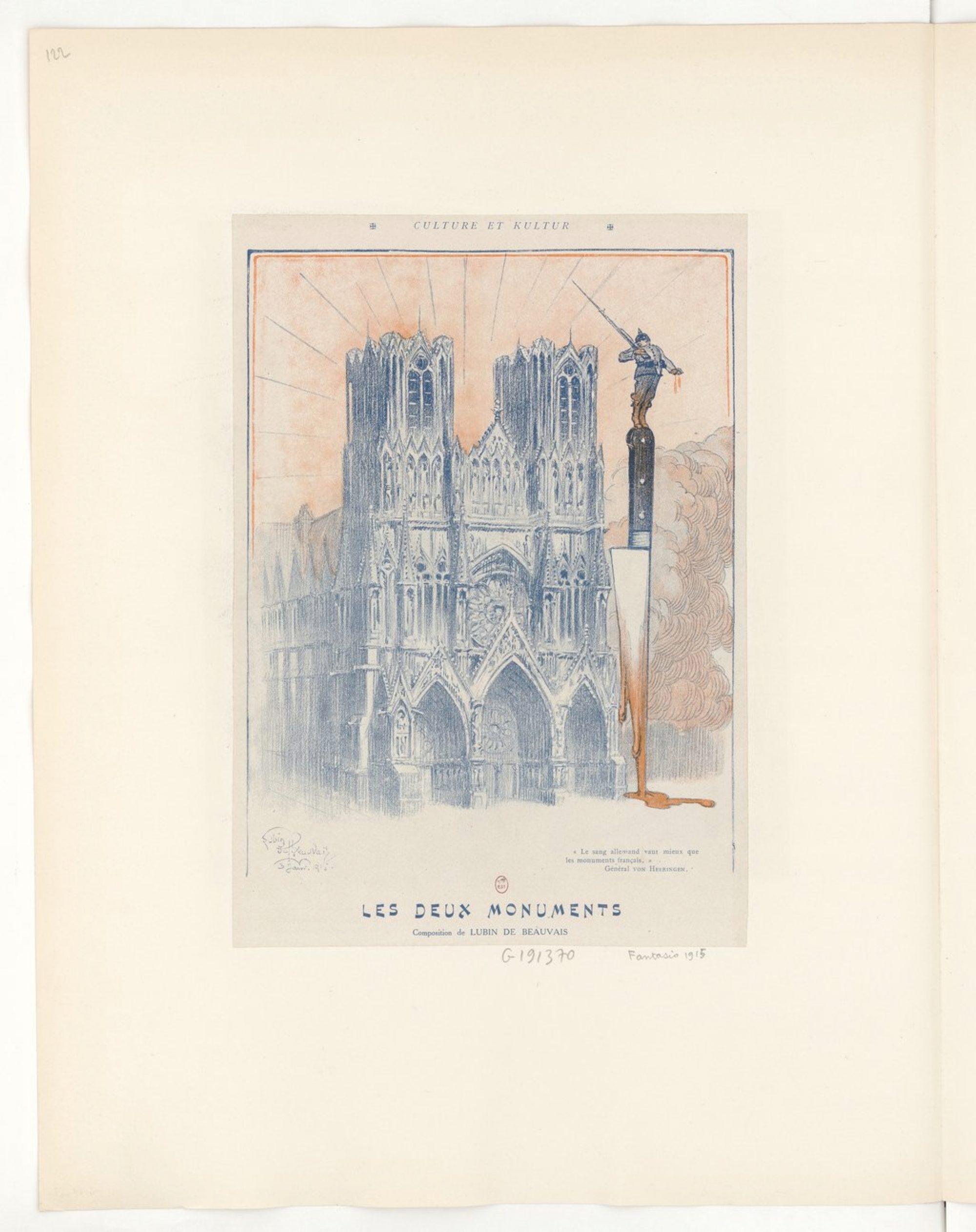 Figure 2b : Lubin de Beauvais, « Culture et Kultur », Fantasio, septembre 1915.
