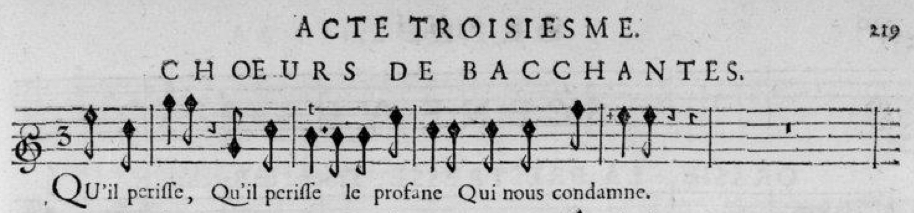 Annexe 1 : Lully / Du Boullay, <em>Orphée</em> (1690), III, 6, mesures 1-5.